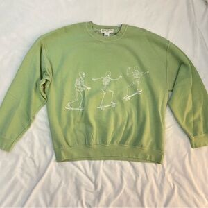 Urban Outfitters Green Crewneck Sweatshirt with Ribbed Trim